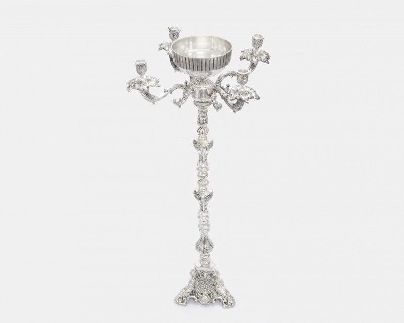 Silver Four Arm Candleabra | Premium Rental