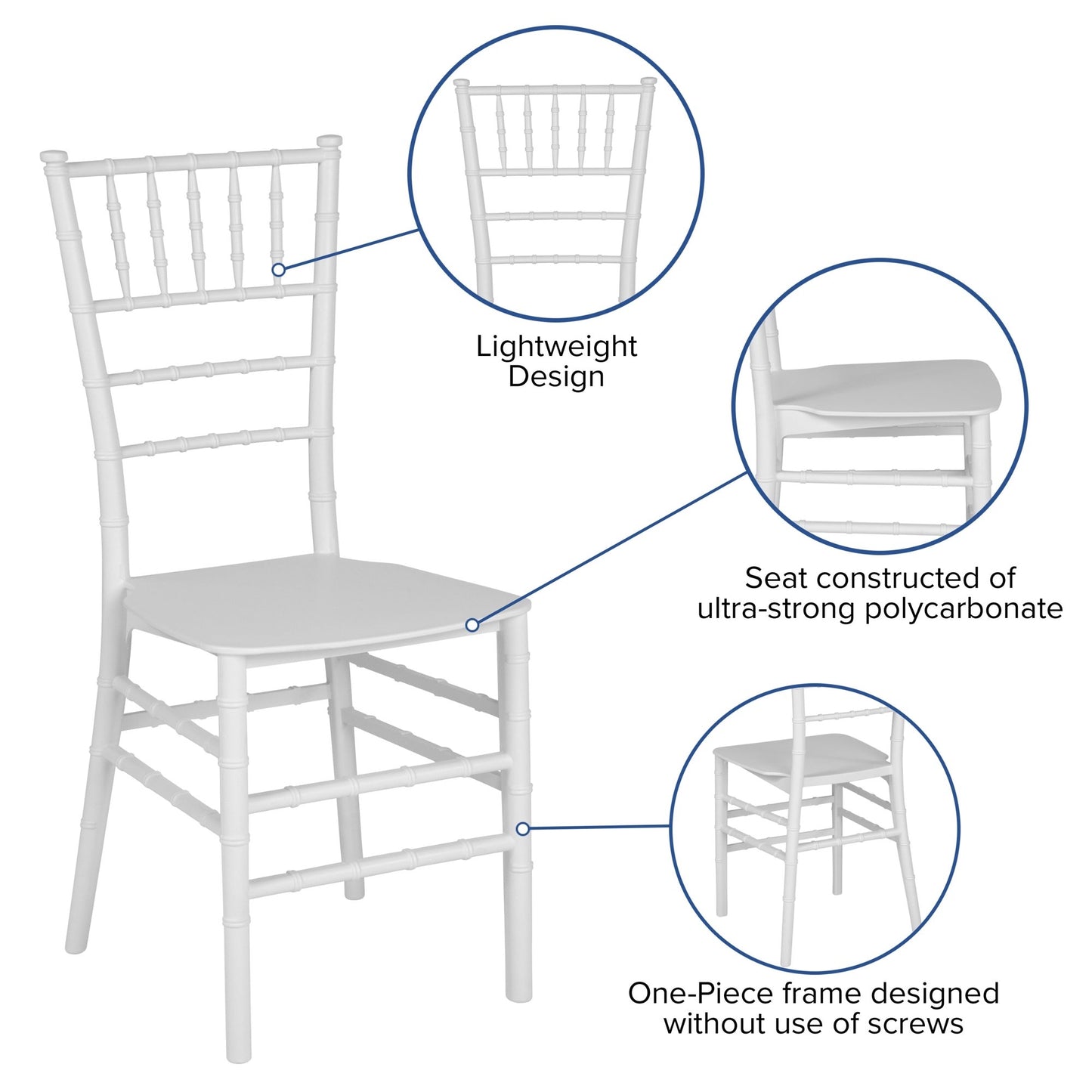 OpuLux Events White Resin Chiavari Chair – Where Elegance Meets Durability