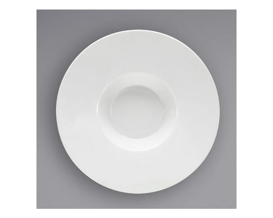 White Round Large Rim Soup/Pasta Plate | Premium Rental