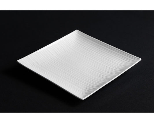 White Square Ridged Plate | Premium Rental